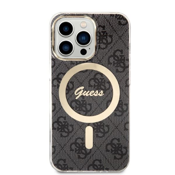 Guess GUBPP13LH4EACSK Etui + Oplader Sæt iPhone 13 Pro Sort/sort hårdt etui 4G Print MagSafe