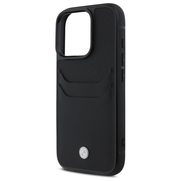 BMW Sign Læderkortcover til iPhone 16 Pro Max, Sort