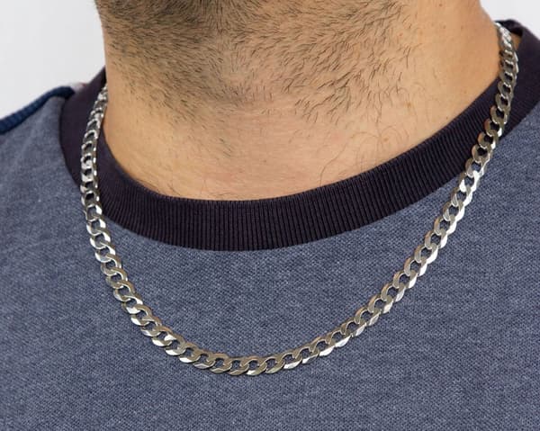 ELEGANT sølv herrekæde 925 sølv fuld kæde 6mm diamant
