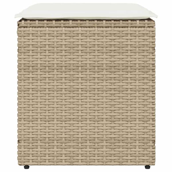 vidaXL Trädgårdspallar med kuddar 2 st beige polyrattan