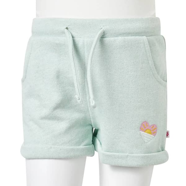 Børneshorts med snøre, lys mintmeleret, 128