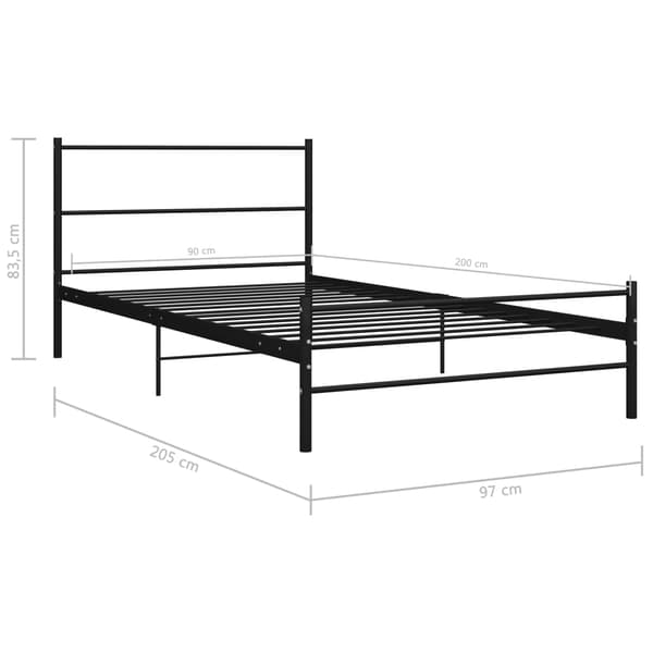 vidaXL sengestel sort metal 90 x 200 cm
