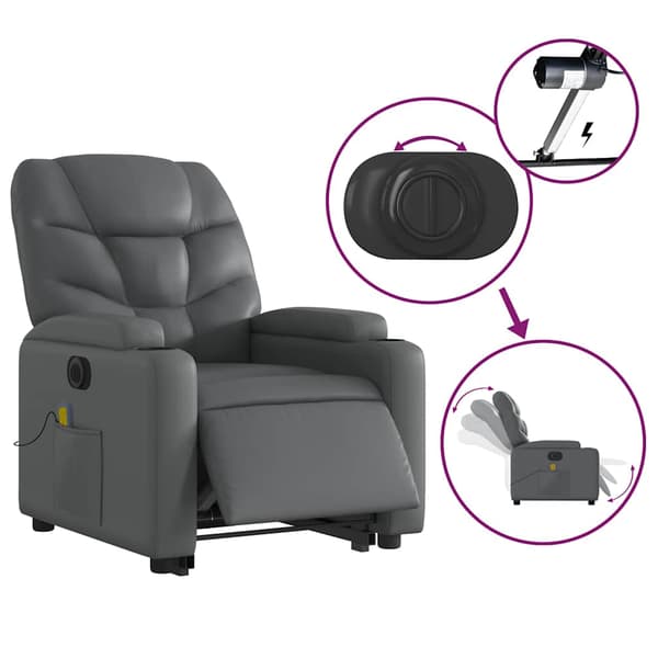 vidaXL elektrisk lænestol med massage, grå