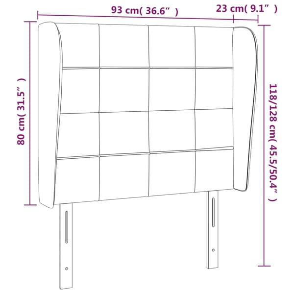 vidaXL Vingad sänggavel mörkgrå 93x23x118/128 cm sammet