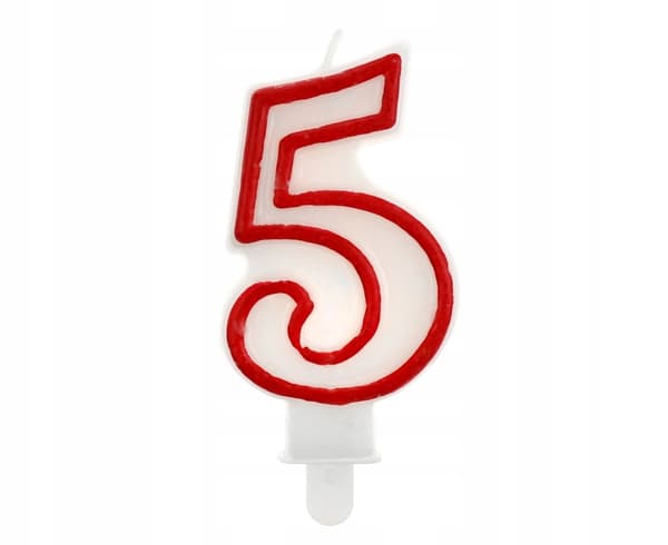Kynttilän numero punainen ääriviiva 5