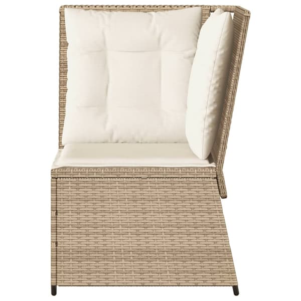 vidaXL Hörnsoffmodul med kuddar, beige, polyrotting
