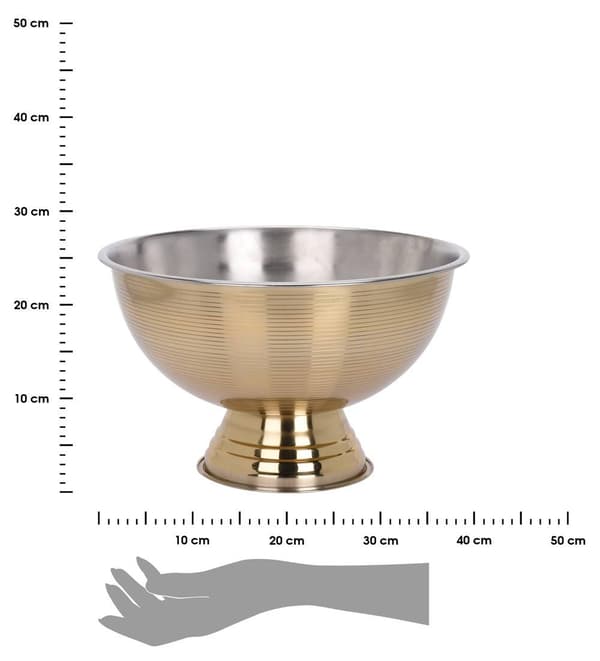 Kultainen teräskulho jalalla, 39,5 cm