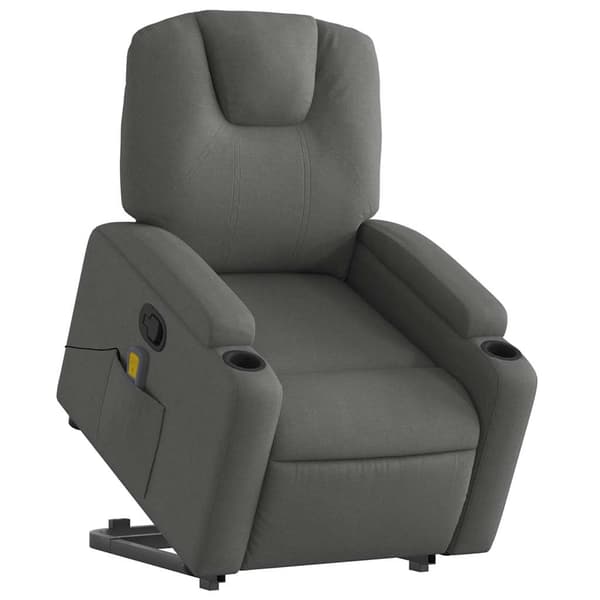 vidaXL Lyftbar massagefåtölj mörkgrå tyg