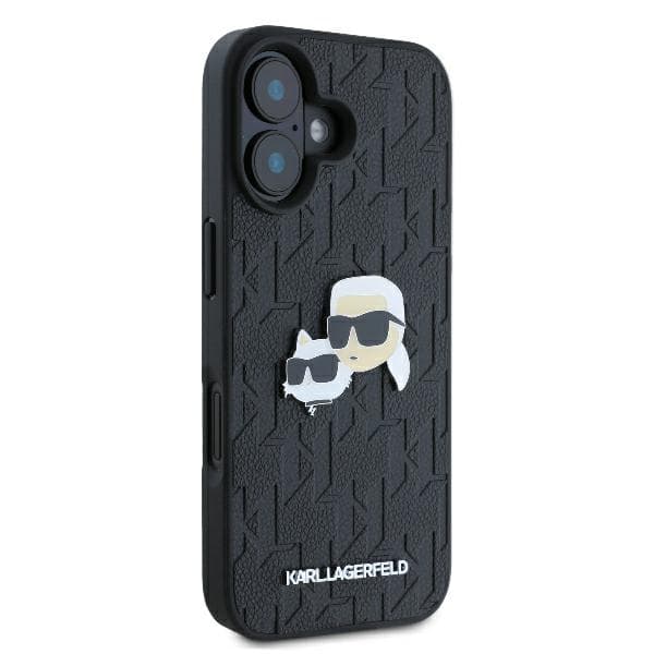 Karl Lagerfeld Monogram Karl&Chaoupette Head Pin-etui til iPhone 16, Sort