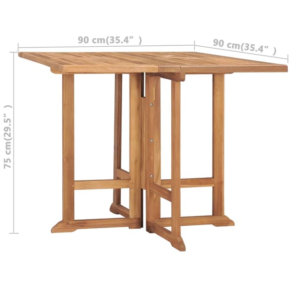 vidaXL foldbart havebord 90x90x75 cm massivt teaktræ
