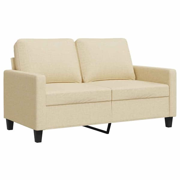 vidaXL 2-sitssoffa, krämfärgad, 120 cm, klädd i tyg
