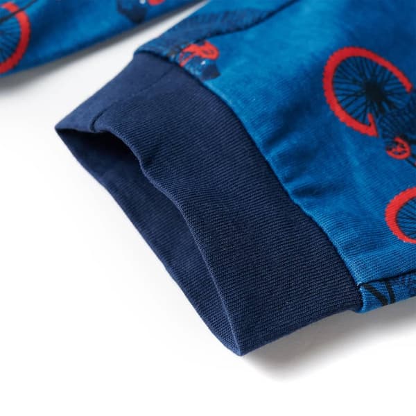 Barnpyjamas med lång ärm, marinblå, 104