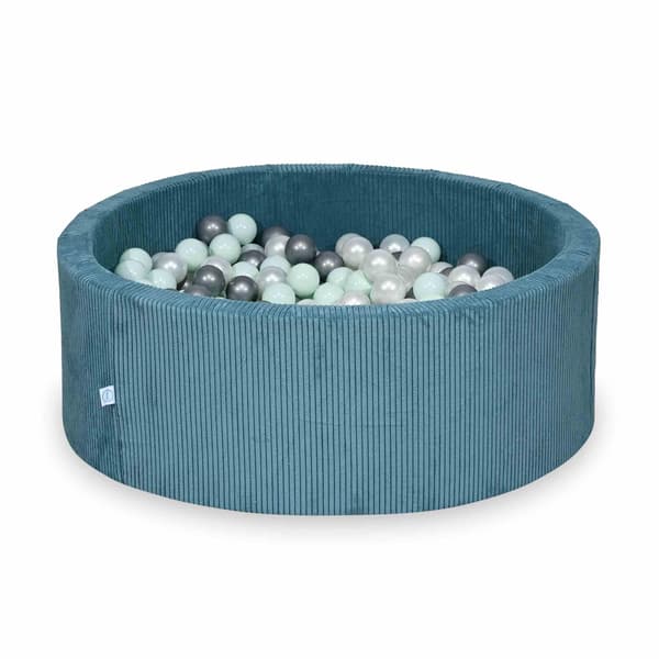 Dry pool 110x40 Corduroy Blå 500 bolde: perle, sølv, lys mint