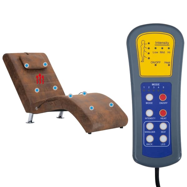 vidaXL Massageschäslong med kudde, brun, konstläder
