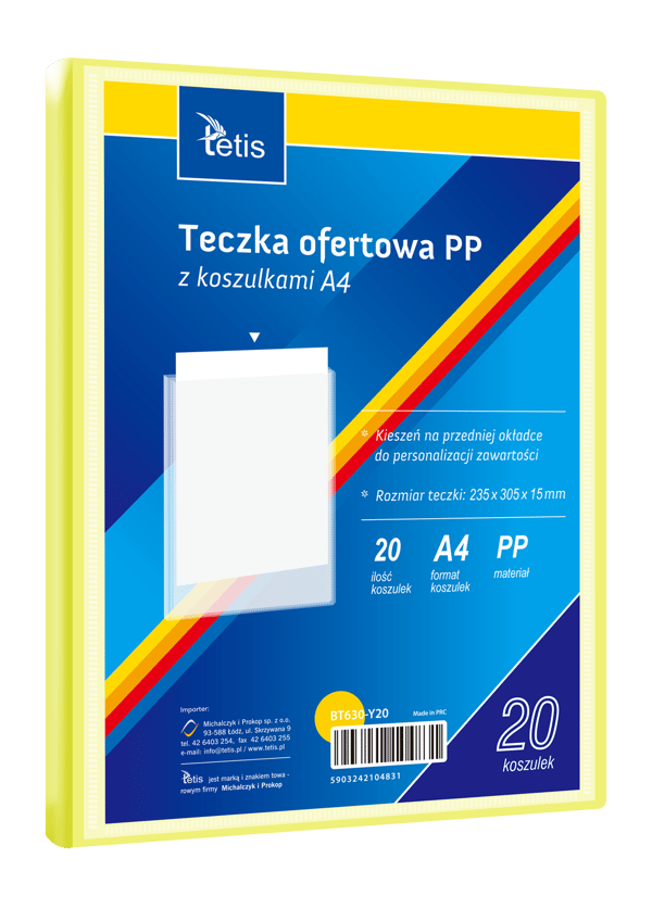 PP præsentationsmappe 20 lommer. A4 gul