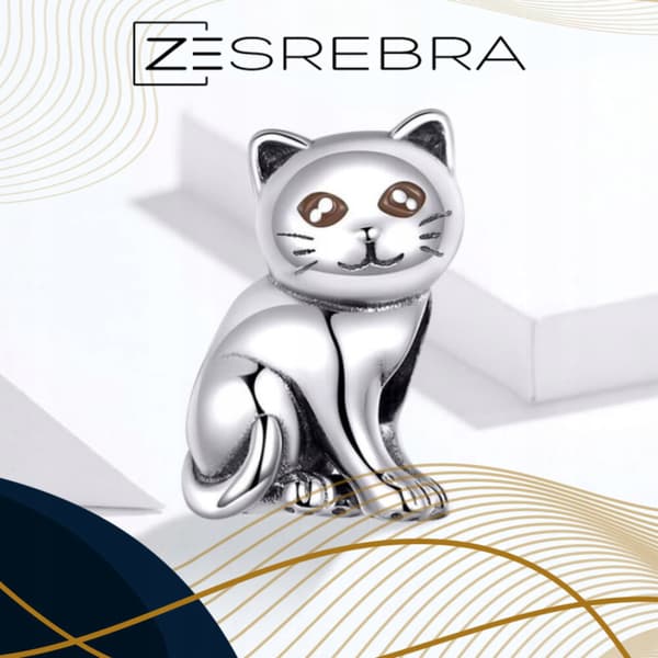 Berlocker silver 925 silver KATT hänge silverpärla katt berlocker 925