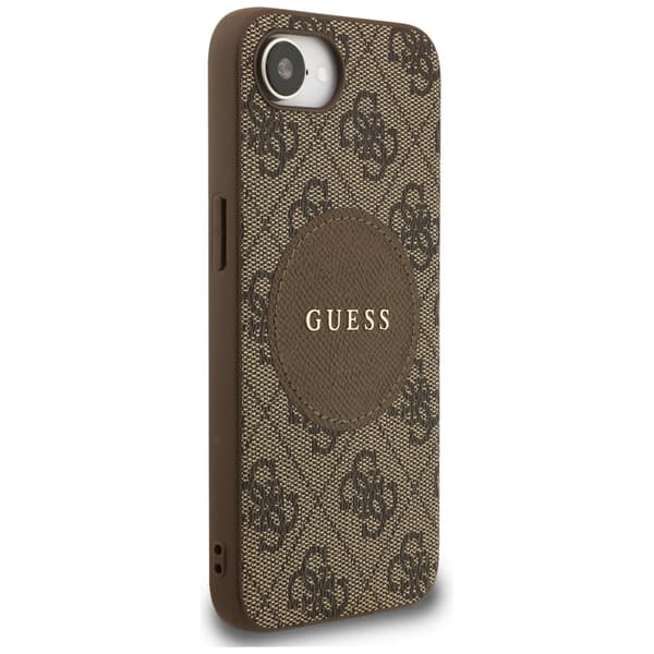 Guess 4G Circle Classic Logo-etui til MagSafe til iPhone 16e, brun