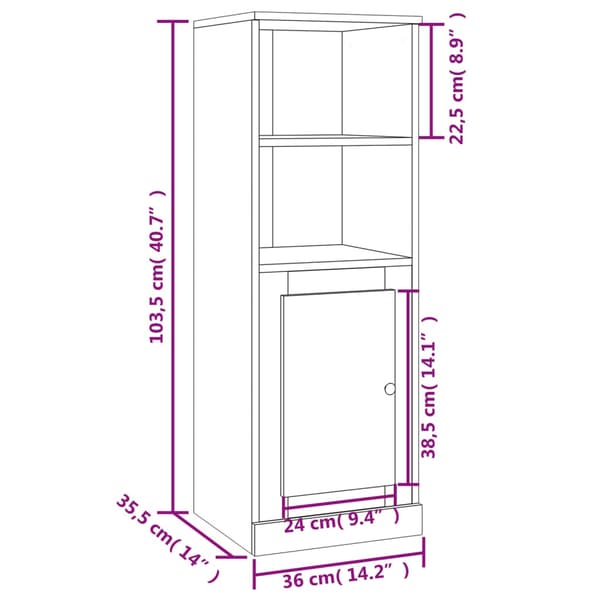 vidaXL skab røget eg 36x35,5x103,5 cm