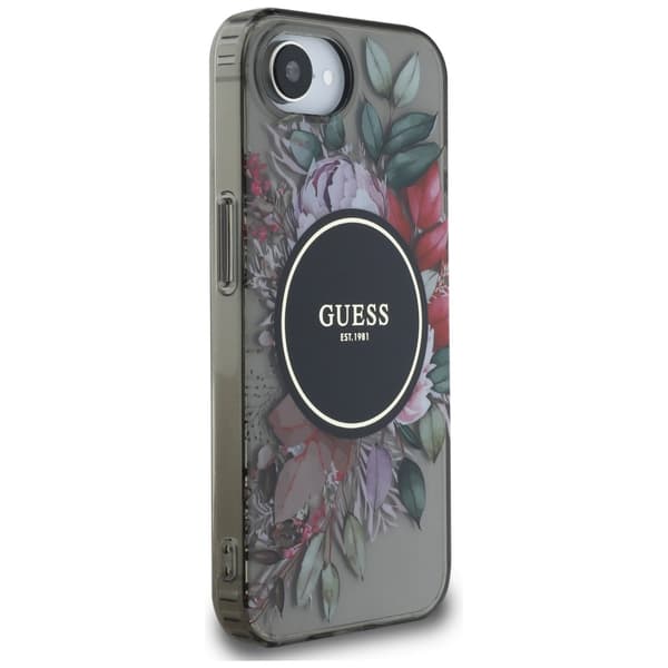 Guess IML Flowers MagSafe-etui til iPhone 16e / 17e, sort