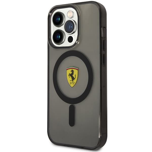 Ferrari Gennemsigtigt Magsafe-cover til iPhone 14 Pro Max, Sort
