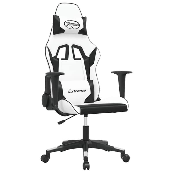 vidaXL gamingstol, sort og hvid, kunstlæder