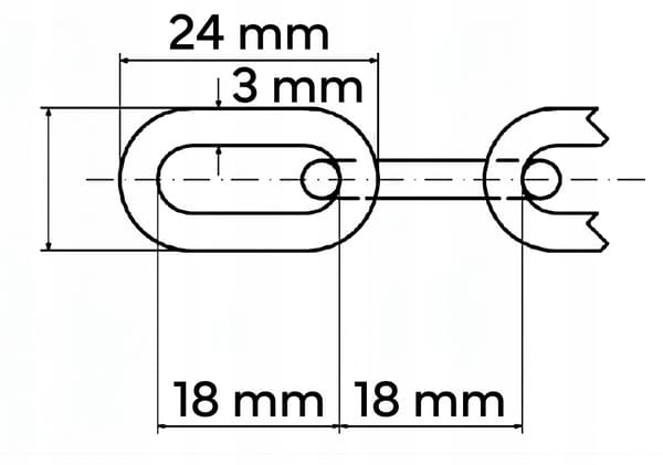 D1 kedja kortlänk 3mm 1MB