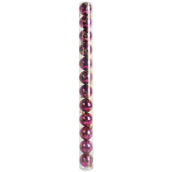 SÆT MED 12 PLASTIKBOLLER 6 CM LYSERADE