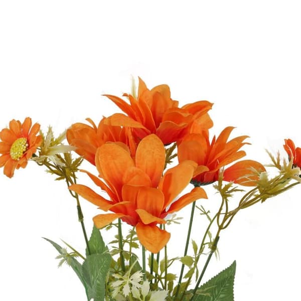 Bukett med 7 prästkragar, 36 cm, orange