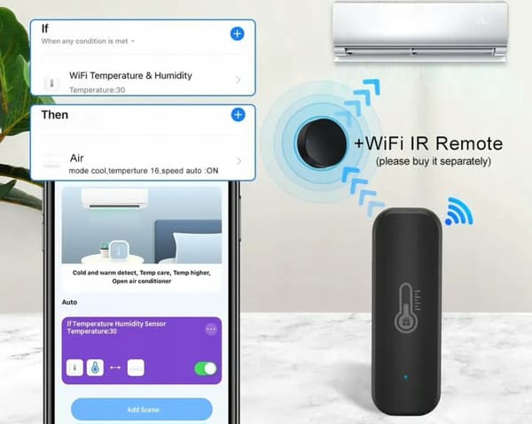 Svart ZTH08 TEMPERATUR- OCH FUKTIGHETSSENSOR TUYA ZIGBEE TERMOMETER