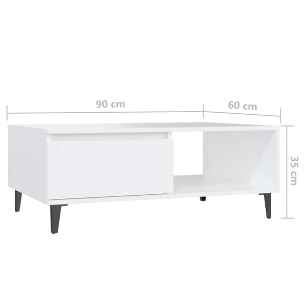 vidaXL Soffbord, Vitt, 90x60x35 cm, Träbaserat material