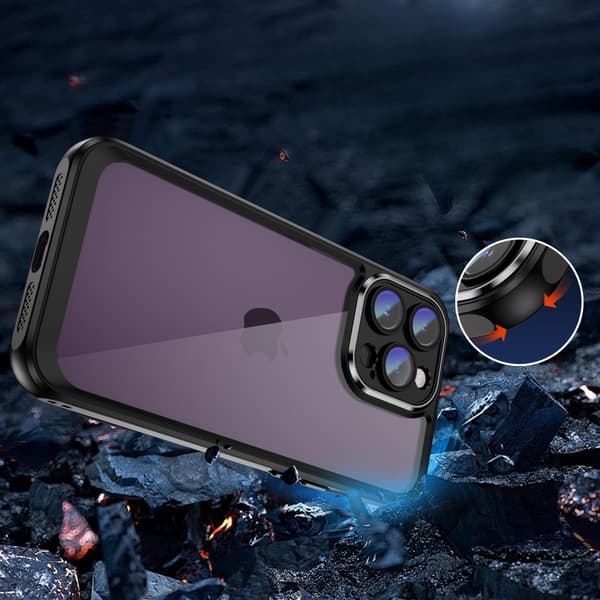 iPhone 15 Pro -kotelo, ERBORD-iskunvaimennussuoja, musta