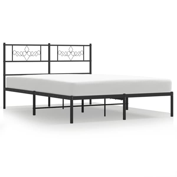 vidaXL metalsengestel med hovedgærde sort 140x190 cm