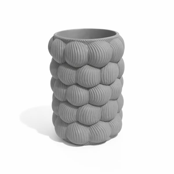Dekorativ grå vas, strukturell, modern designskulptur
