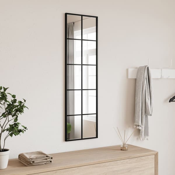 vidaXL Väggspegel, svart, 30x100 cm, rektangulär, järn