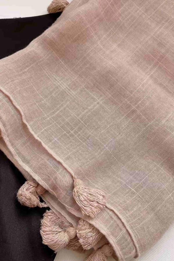 Puderrosa halsduk med fransar - 180x90 cm, bomull med polyester