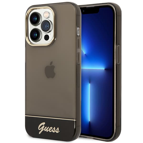 Guess Gennemsigtigt Etui til iPhone 14 Pro, Sort