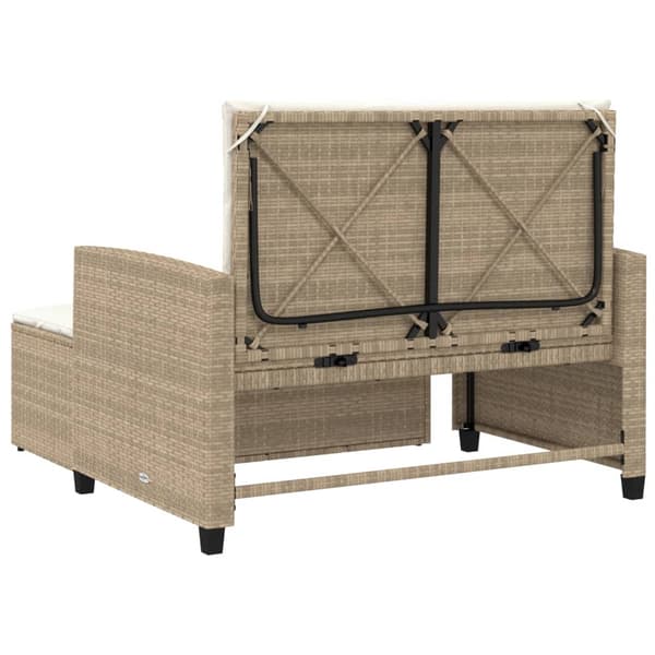 vidaXL Trädgårdssoffa med kuddar, 2-sits, beige, polyrotting