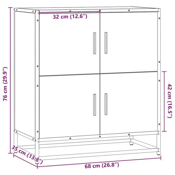vidaXL kommode, brun eg, 68x35x76 cm, træbaseret materiale