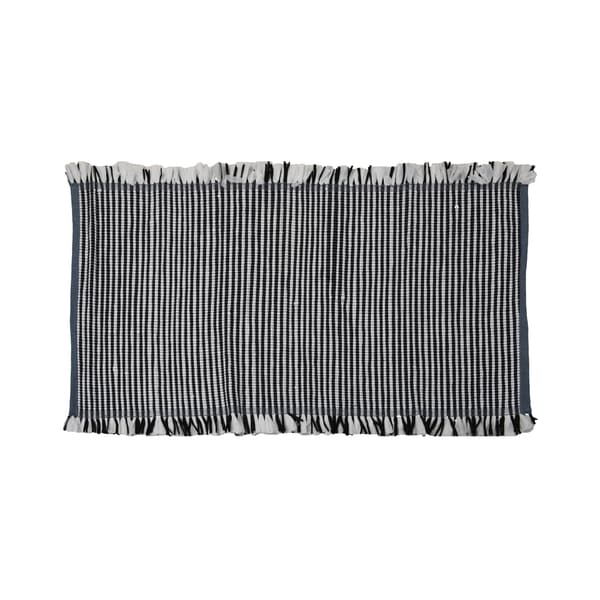 Boho matta med fransar, svart och vit, 70 cm