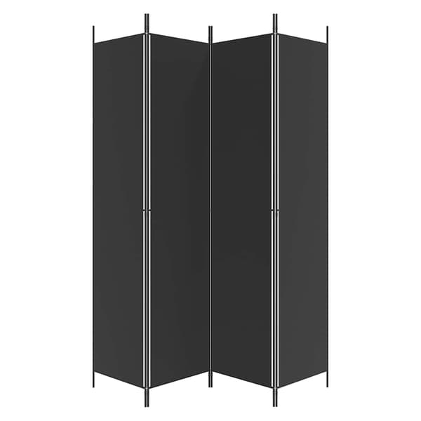 vidaXL 4-panels rumdeler, sort, 200x220 cm, stof