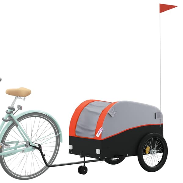 vidaXL cykelanhænger, sort og orange, 45 kg, jern