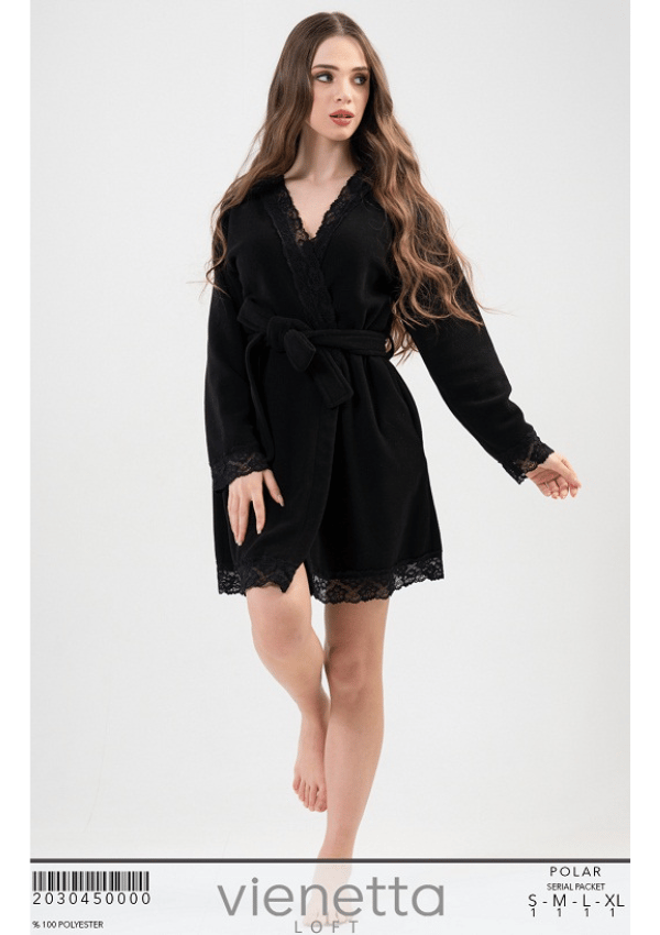 Fleece badekåbe til damer, Vienta, bundet kort, XL