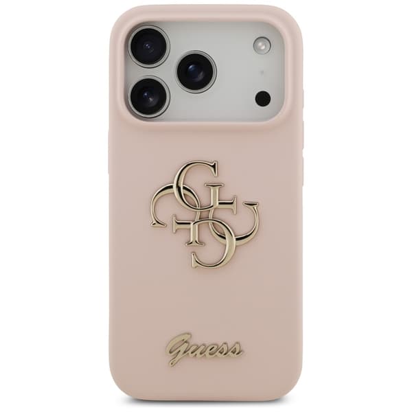 Guess Silikone Stort 4G Script Etui til iPhone 17 Pro Lyserød