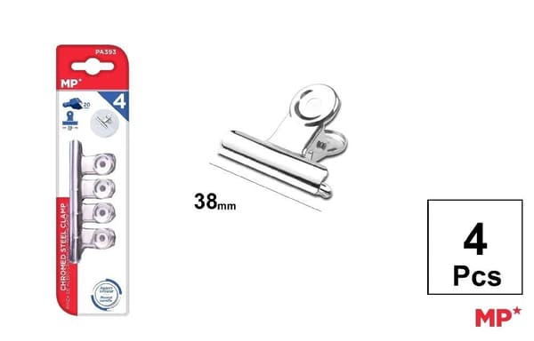 Metall silverfärgade kontorsklämmor 38mm 4st