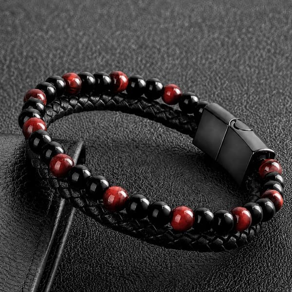 Herrflätat armband elegant tigeröga pärlarmband