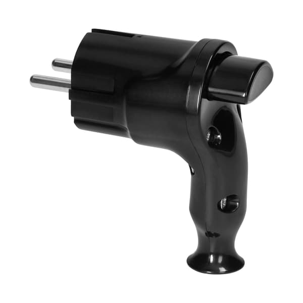 Uni-Schuko-stik Vinklet stik med udstøder 16A 250V Sort