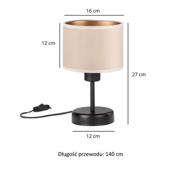 Tornado AMRUB lampe, beige og guld fløjl