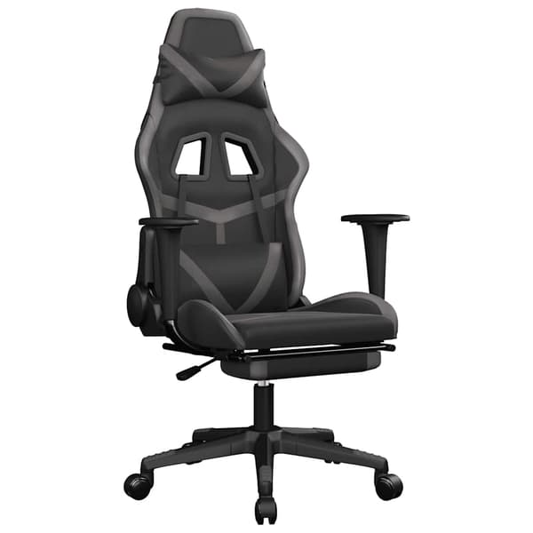 vidaXL massage-gamingstol med fodstøtte, sort og grå