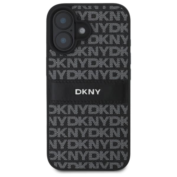 DKNY Texture Pattern Tonal Stripe -suojakuori iPhone 16:lle, musta