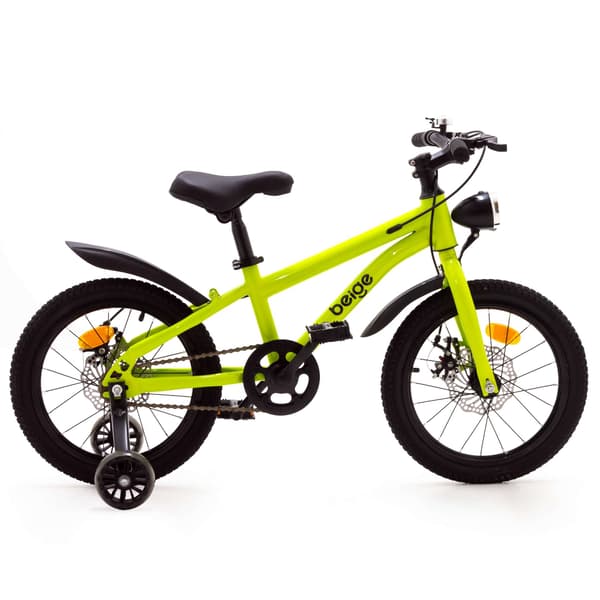 16 tommer børnecykel grøn skivebremser sidehjul